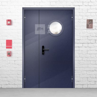 Остекленная противопожарная дверь ДПМ-02 1-го типа полуторная шумоизоляционная
